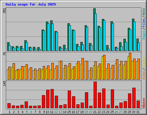Daily usage for July 2025